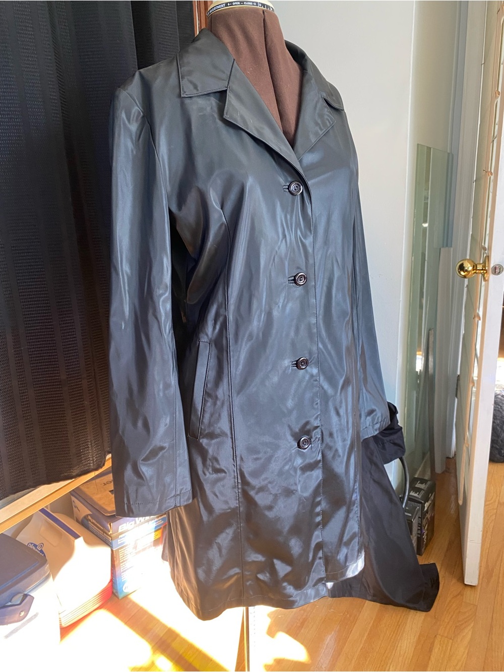 Buffalo David Bitton Black Women's Trench Coat - Button Front